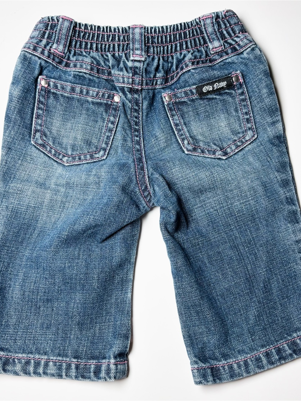 Vintage Y2K Old Navy Rock n Crawl Pink Stitch Denim Jeans 3-6M Nostalgic Retro